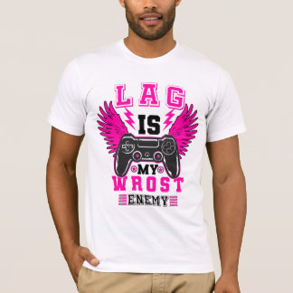 "Lag är min värsta fiende" - Gamer grafisk t-shirt