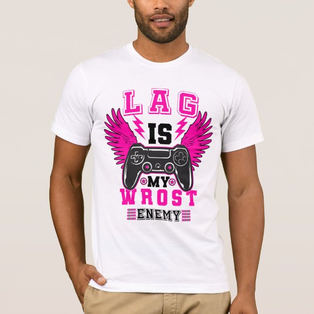 "Lag är min värsta fiende" - Gamer grafisk t-shirt (Framsida)