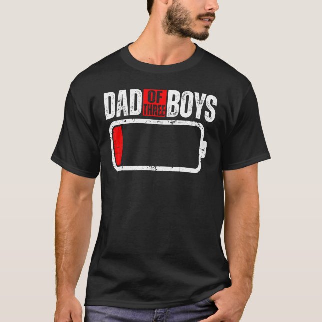Låg batteri i manar med tre bojar Pappa T Shirt (Framsida)