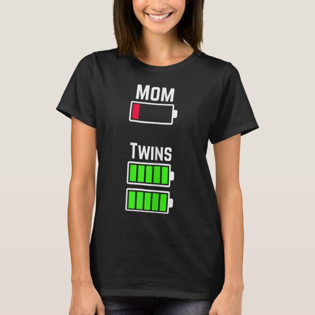 Låg batteriladdning med dubbla Mamma T Shirt (Framsida)