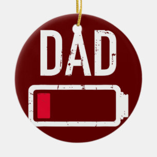 Låg batteriladdningsgåva från pappa till fars dag julgransprydnad keramik