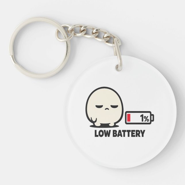 Låg batterinivå 1% - Söt Trött Karaktär Minimalist (Framsidan)