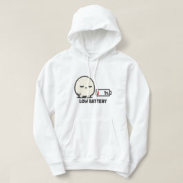 Låg batterinivå 1% - Söt Trött Karaktär Minimalist Hoodie