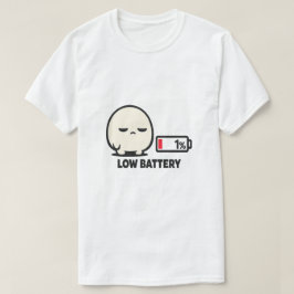 Låg batterinivå 1% - Söt Trött Karaktär Minimalist T Shirt