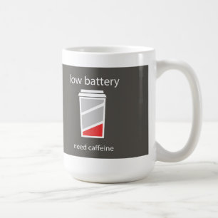 Låg Batterinivå Behöver Kaffe Mugg