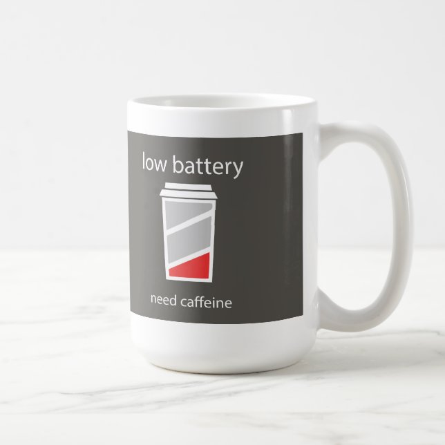 Låg Batterinivå Behöver Kaffe Mugg (Höger)