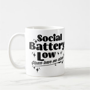 Låg batterinivå för social. Lämna mig Ensam Introv Kaffemugg
