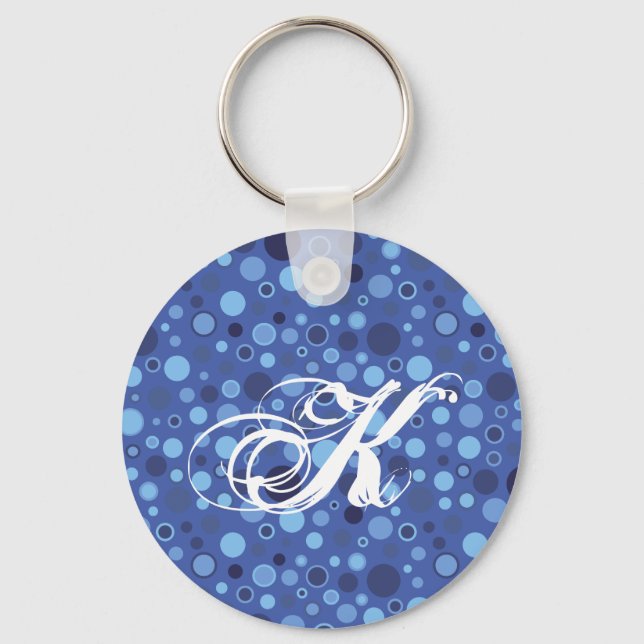 Låg bubbelpricka, monogram - nyckelkedja nyckelring (Framsida)