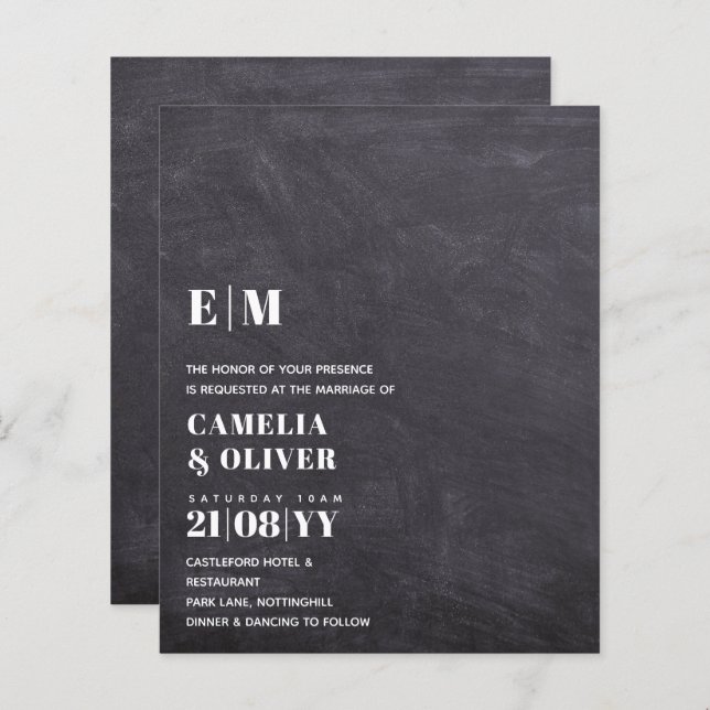 LÅG BUDGET - allt-i-1-modern fet text Bröllop (Fram/baksida)