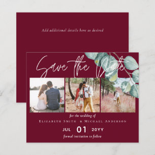 Låg budget BURGUNDY White EUCALYPTUS Bröllop