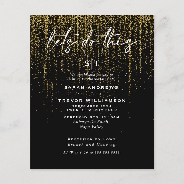 Låg budget för Garland Bröllop Edgy Guld Glitter (Framsida)