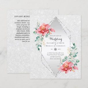 Låg budget Röda Blommigten Silver Glitter Bröllop