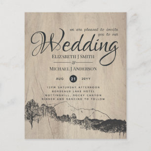 Låg budgeterad inbjudan till Rustic Mountain Weddi