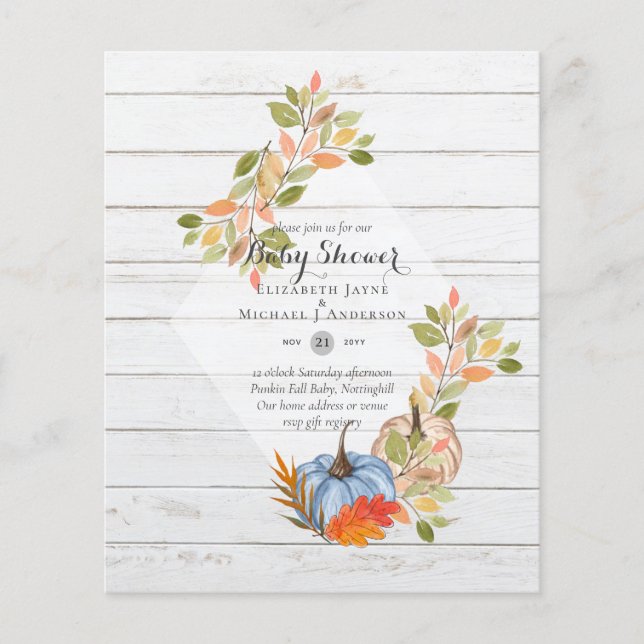 Låg BUDGETinbjudningar till babyn - PUMPKIN-FALL Flygblad (Framsidan)