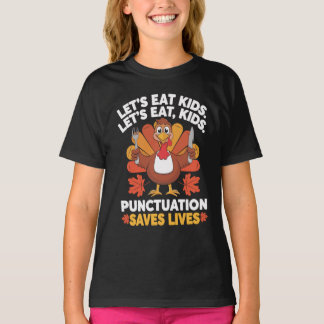 Lag Eat Kids Pu, Lag Thanksgiving Lärare Turkiet T Shirt