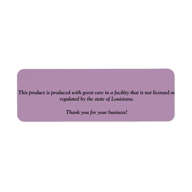 Lag-etikett för Louisiana-statslager Returadress Etikett (Framsidan)
