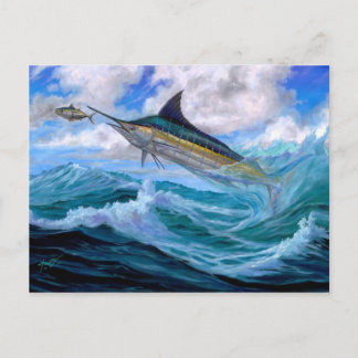 Låg flygande blå marlin vykort