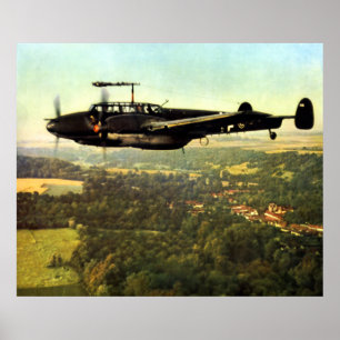 Låg flygtysk Bf-110 för WWII Poster