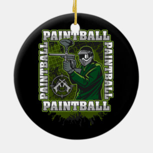 Lag för Paintballspelaregrönt Julgransprydnad Keramik