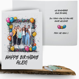 Lag Grått Anpassningsbar Photo Birthday Card Group Kort