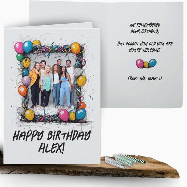 Lag Grått Anpassningsbar Photo Birthday Card Group Kort (Skapare uppladdad)
