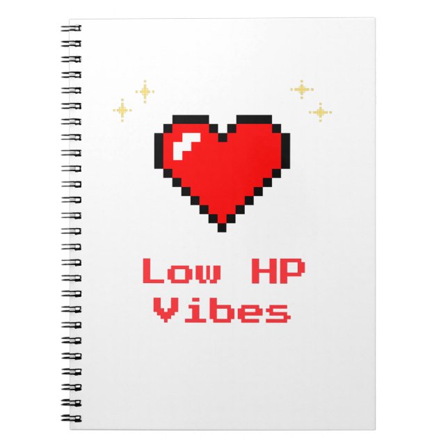 Låg HP Vibes - Pixel Heart Gamer - bärbar dator Anteckningsbok (Framsidan)