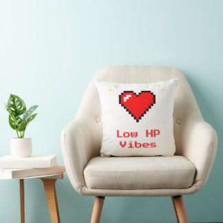 Låg HP Vibes - Pixel Heart Gamer Dekorativ kudde