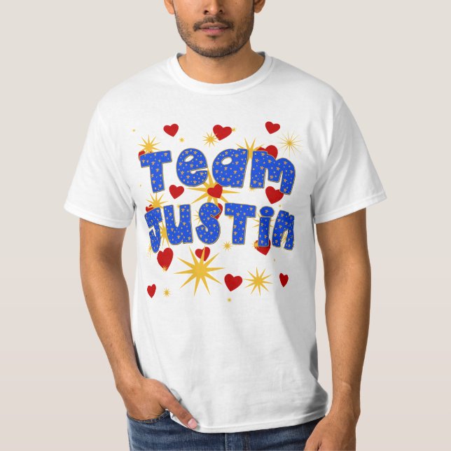 LAG JUSTIN! T-tröjaför barn och vuxen T Shirt (Framsida)
