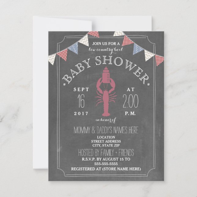 Låg Land Boil Co Ed Unisex Baby Shower - Flaska Inbjudningar (Framsida)