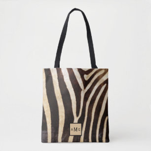 Låg monogram Zebra tryck-totebag Tygkasse