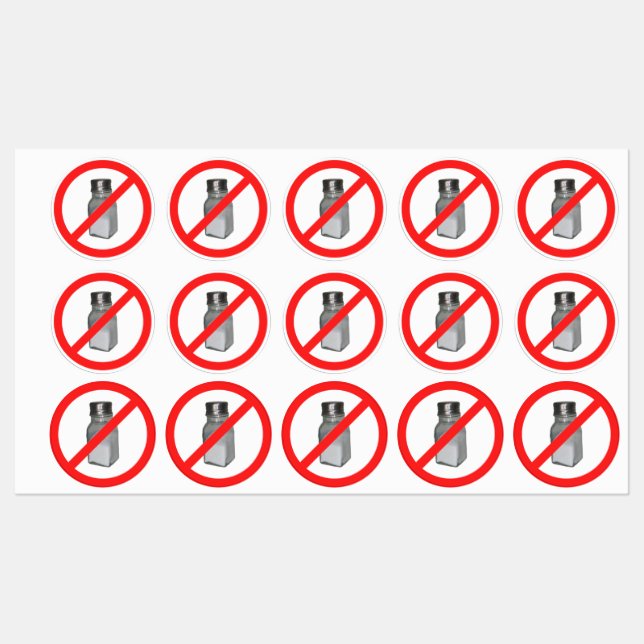 Låg natriumhalt eller ingen saltbricka klistermärke (Ark)