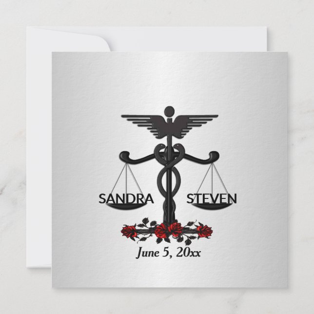 Lag- och läkemedelsunionen Röd ros Inbjudningar (Baksida)