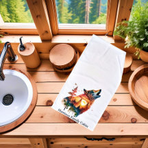 Låg personlig för dubbla av varg med solnedgång