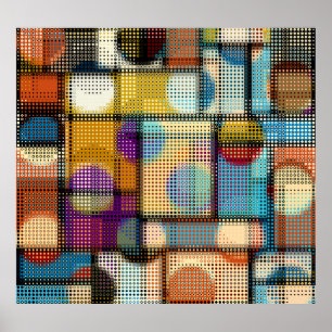 Låg pixelgrafik, geometriskt mönster. poster