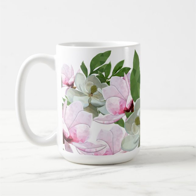 Låg Poly Dogwood Kaffe Mugg (Vänster)