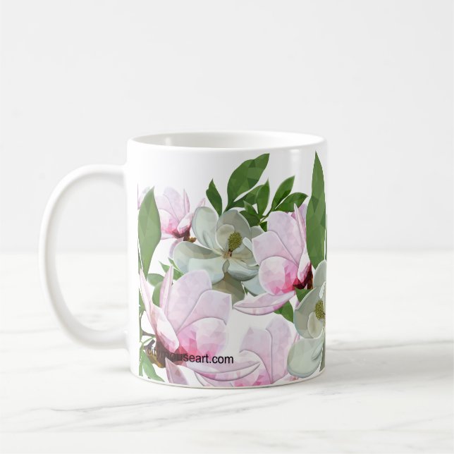 Låg Poly Dogwood Kaffe Mugg (Vänster)