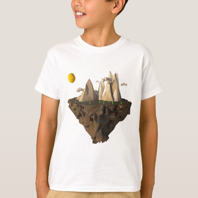 låg poly-flytande ö 3d-rendering tee (Framsida)