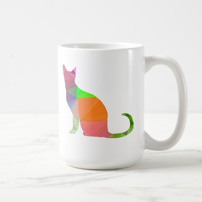 Låg Poly Katt Siluett Kaffemugg (Höger)