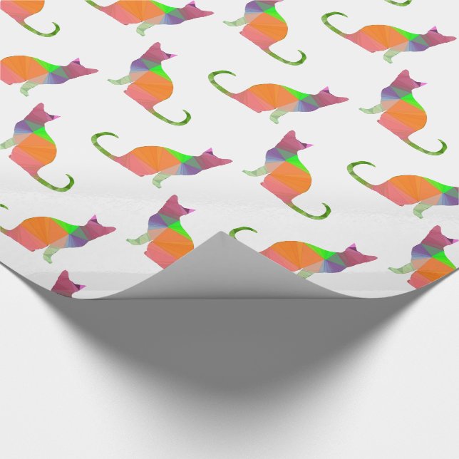 Låg Poly Katt Siluett Mönster Presentpapper (Hörn)