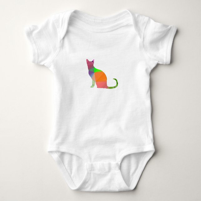 Låg Poly Katt Siluett T-shirt (Framsida)