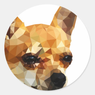 Låg Poly konst för Chihuahua Runt Klistermärke