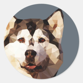 Låg Poly konst för siberian husky Runt Klistermärke