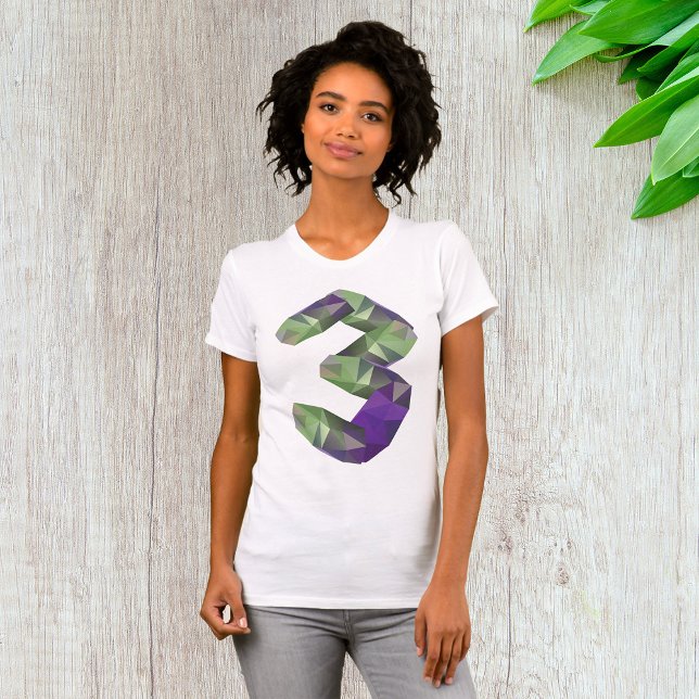 Låg Poly Nummer 3 Geometrisk Gradient T Shirt (Skapare uppladdad)
