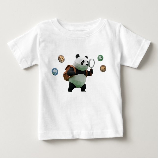 Låg Poly Panda-Utforskare 3D-Karaktär T Shirt (Framsida)