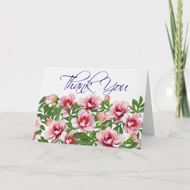 Låg poly Peony-tackkort Kort (Framsida)