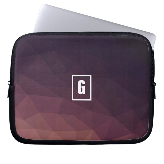 Låg poly-rosa/violett/svart inledande laptop sleev sleeve (Framsidan)