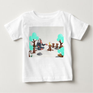 Låg Poly Zen Apor Mediterar med Babian Mästare T Shirt