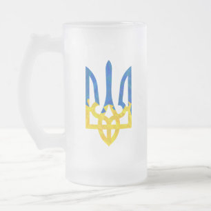 Låg polygonisk ukrainsk trident frostat ölglas