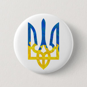 Låg polygonisk ukrainsk trident knapp