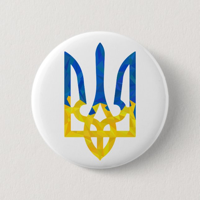 Låg polygonisk ukrainsk trident knapp (Framsida)